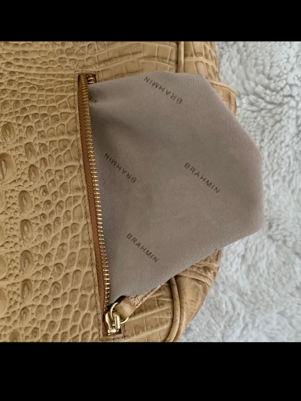 Brahmin Large Jacqueline Toasted Almond Melbourne Croc Leather Hobo - Picture 11 of 14